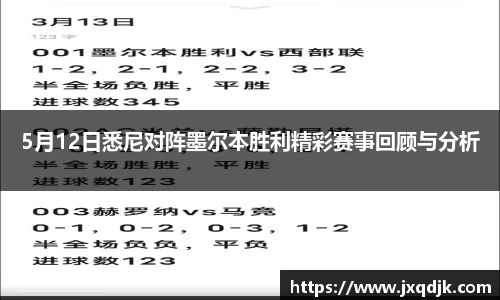 5月12日悉尼对阵墨尔本胜利精彩赛事回顾与分析